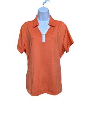 Lady Hagen Orange Striped Women's Golf Polo Shirt Hydro Dri Size XL
